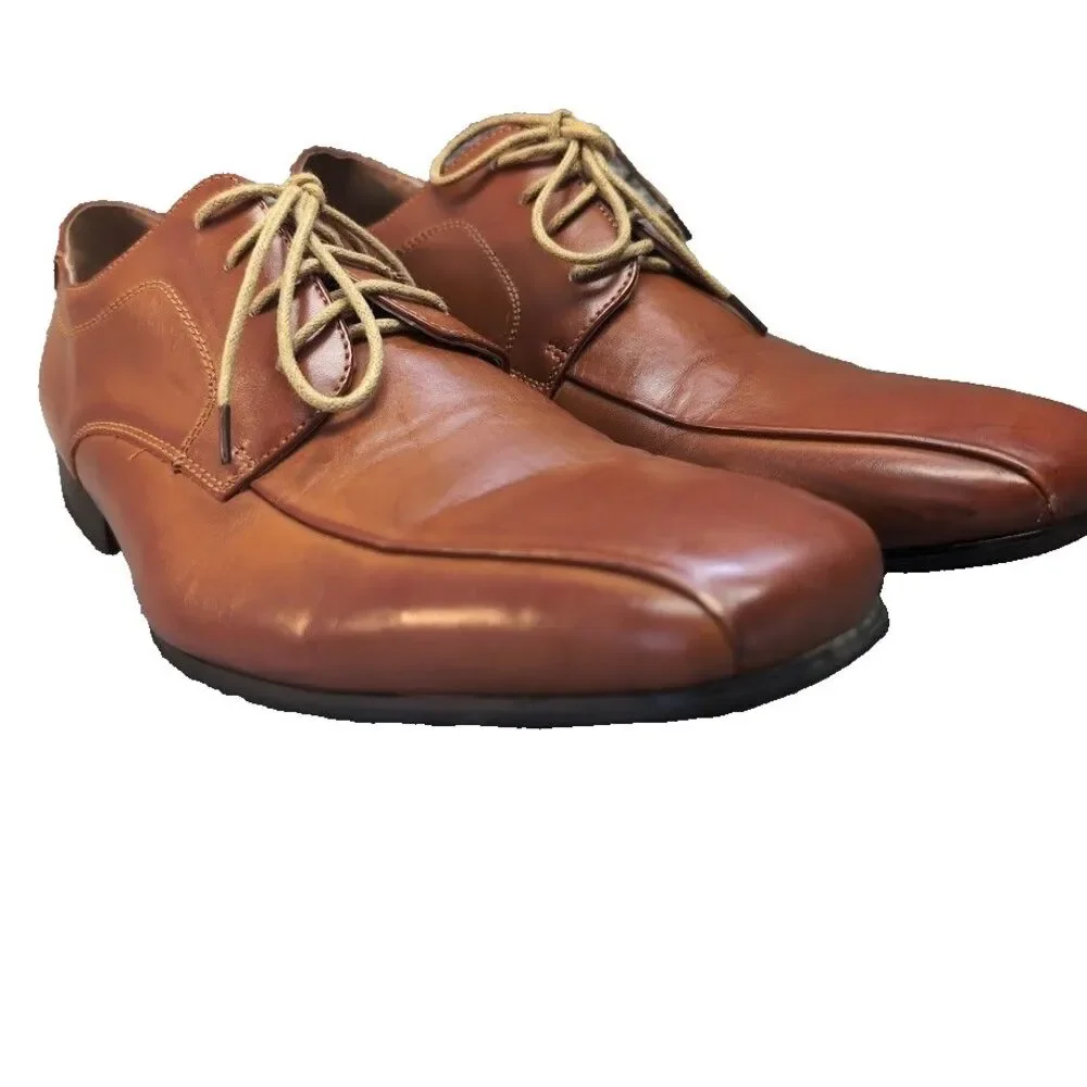 Bruno Marc Gordon 5 Men’s 13 Tan Oxford Dress Shoes Square Toe Lace Up